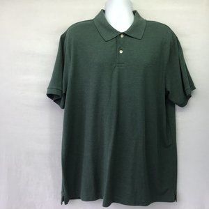 Merona Men's Green Ultimate Polo shirt Short Sleeve Buttons Side Slits Size XL P